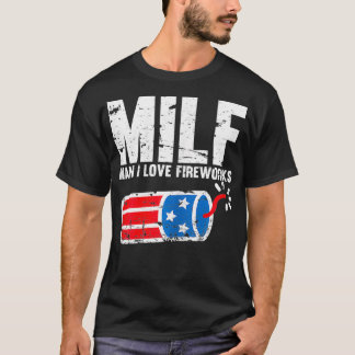 Camiseta Mulheres MILF Man I Love Fireworks 4 de julho Engr