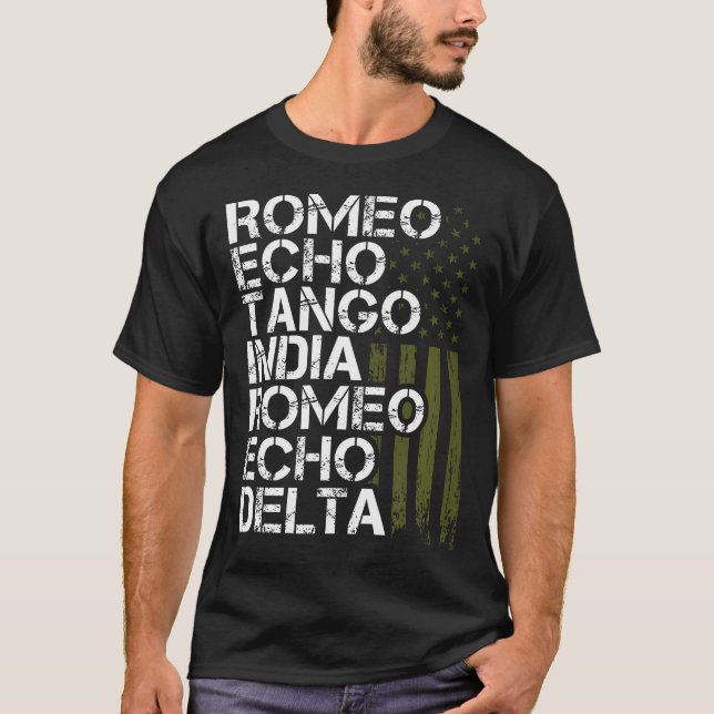 Camiseta Mulheres Militares Aposentadas Alphabet Retir (Frente)