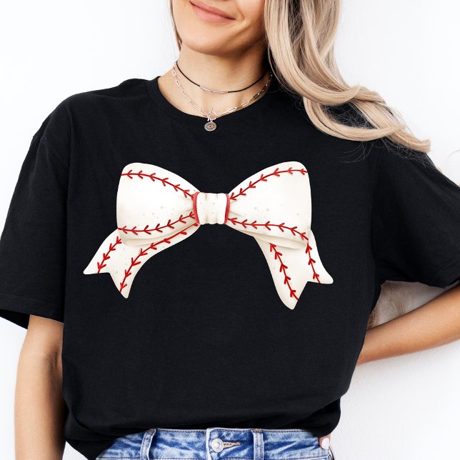 Camiseta Mulheres Modernas Baseball Equipe Mãe Apoio Mãe (Baseball Mom Coquette Bow Mother Shirt Game Day)