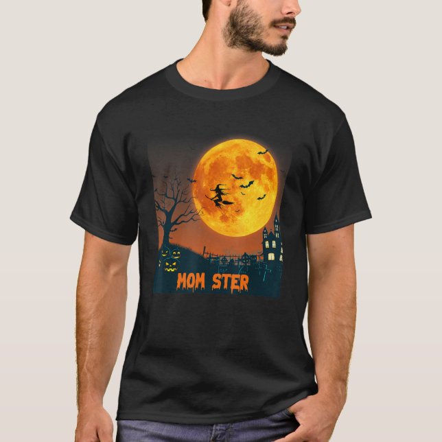 Camiseta Mulheres Momster Halloween Mãe Ster Mães Loucas Mã (Frente)