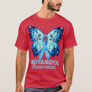 Camiseta Mulheres Moyamoya Sensibilização Borboleta V-Neck