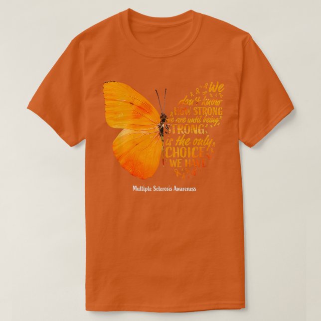 Camiseta Mulheres MS Butterfly Orange Ribbon Multiple Scler (Frente do Design)