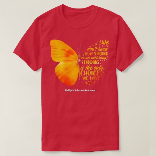 Camiseta Mulheres MS Butterfly Orange Ribbon Multiple Scler (Frente do Design)