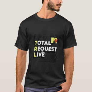 Camiseta Mulheres MTV TRL Black Stripes V Pescoço