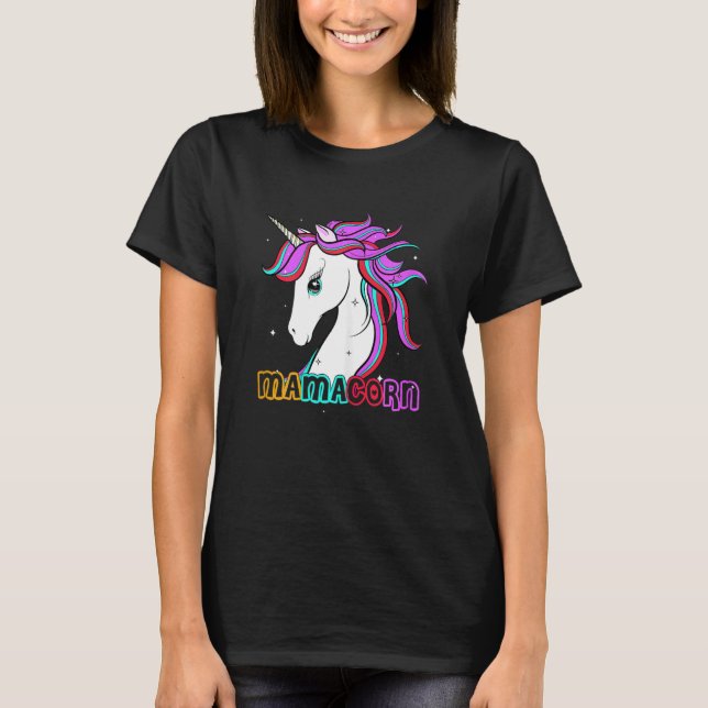 Camiseta Mulheres Mulheres Engraçadas Mamacorn Unicorn Cost (Frente)