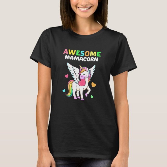 Camiseta Mulheres Mulheres Mamacorn Unicorn Costume Mãe Mãe (Frente)