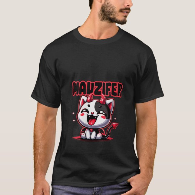 Camiseta Mulheres Muzifer Cat Kitten Lucifer Devil Little D (Frente)