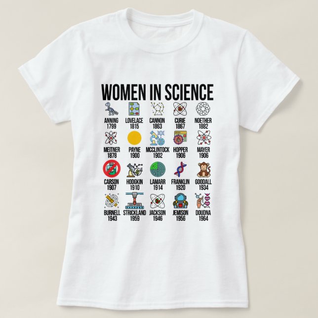 Camiseta Mulheres na Ciência da Física da Química de Ciênci (Frente do Design)