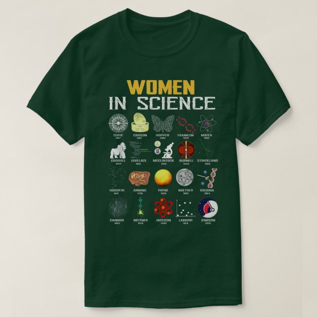 Camiseta Mulheres Na Ciência Engraçada Química, Biologia, F (Frente do Design)