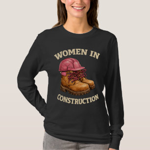 Camiseta Mulheres na Construção com Botas de Trabalho e Cap