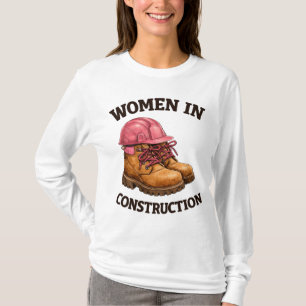 Camiseta Mulheres na Construção com Botas de Trabalho e Cap