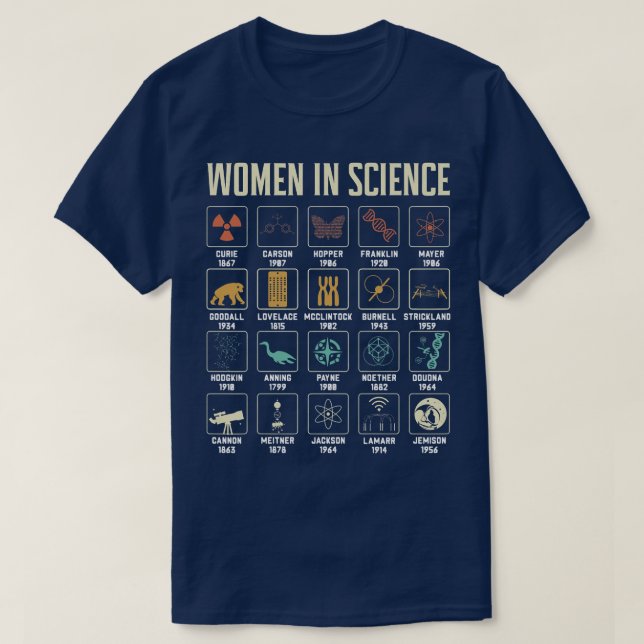 Camiseta Mulheres na Design de Ciência para História da Ciê (Frente do Design)