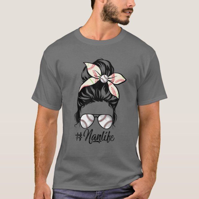 Camiseta Mulheres Nan Life Softball Baseball Dia de as mães (Frente)