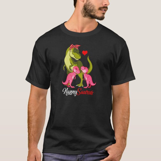 Camiseta Mulheres Nannysaurus T Rex Nanny Mãe Saurus Dinoss (Frente)