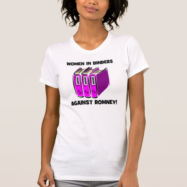 Camiseta mulheres nas pastas contra Romney (Frente)