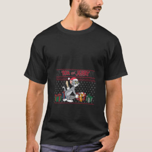 Camiseta Mulheres Natal Tom e Jerry Handshake Feo Swea
