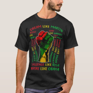 Camiseta Mulheres Negra Histórico Mês Líderes Inspiracionai