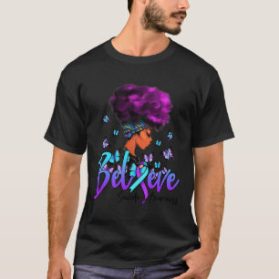 Camiseta Mulheres Negras Acreditam Suicídio De Fita Roxa E