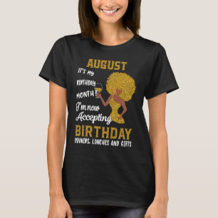 Camiseta Mulheres Negras Agosto Aniversário Leo Queens Virg