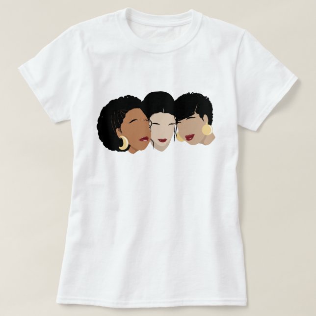 Camiseta Mulheres Negras, Amigos Irmãs (Frente do Design)