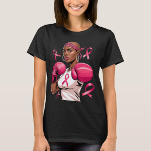 Camiseta Mulheres negras cor-de-rosa Fita de Consciência do