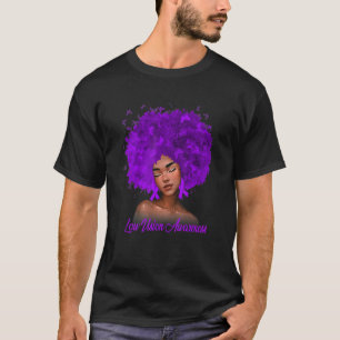 Camiseta Mulheres Negras Melanina Roxo Fita Baixa Visão Em 