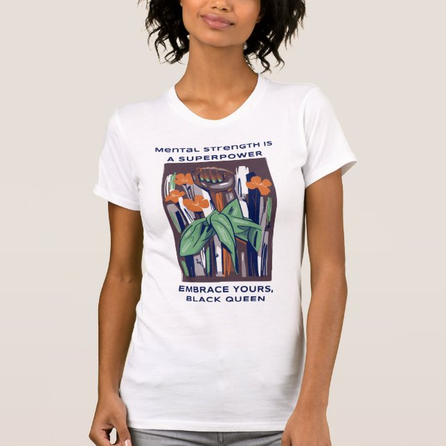 Camiseta Mulheres Negras Sensibilização para a Saúde Mental (Frente)