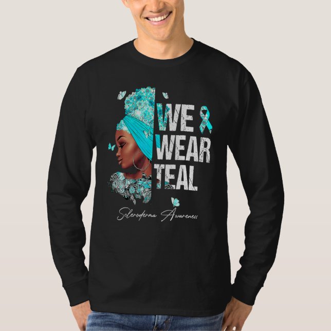 Camiseta Mulheres Negras Vestimos Consciência do Escleroder (Frente)