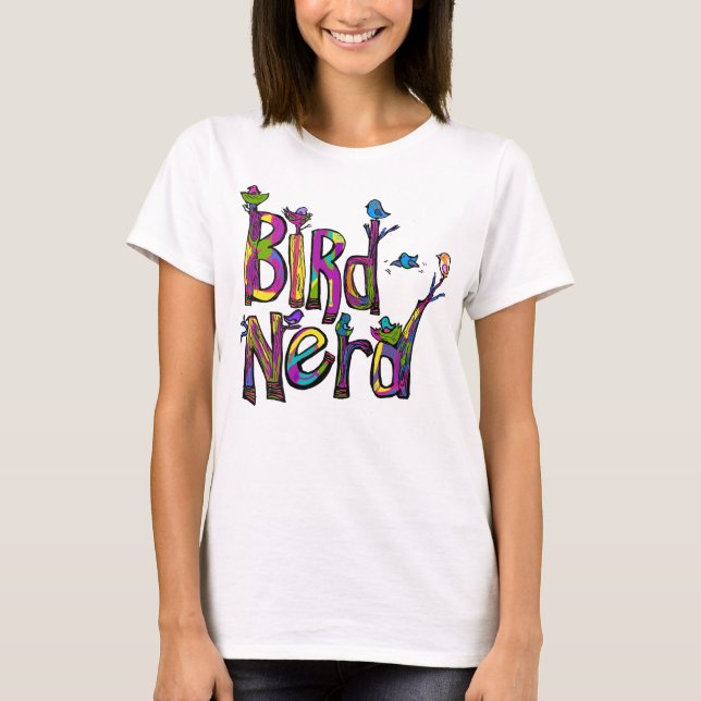 Camiseta Mulheres Nerd de aves (Frente)