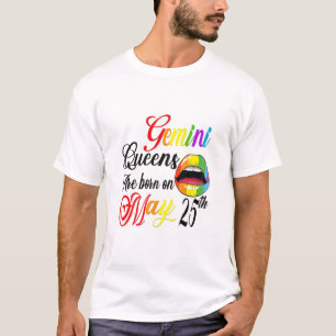 Camiseta Mulheres No Rainbow Lip Queens São Nasceres Em Mai