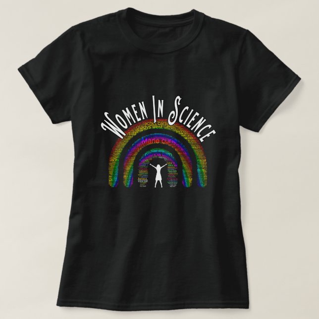 Camiseta Mulheres no Rainbow Word Fill Design (Frente do Design)