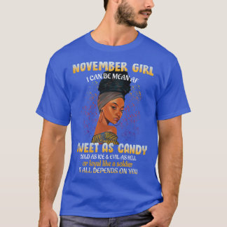 Camiseta Mulheres Novembro Garota Doce Como Negra Doce