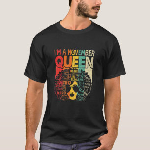 Camiseta Mulheres Novembro Mulheres Negros Rainha Africana
