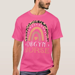 Camiseta Mulheres Obgyn Enfermeira Leopard Rainbow Gynecolo