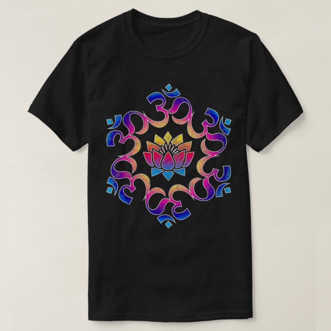 Camiseta Mulheres Om, mantra, símbolo, mandala, flor de lót (Frente do Design)