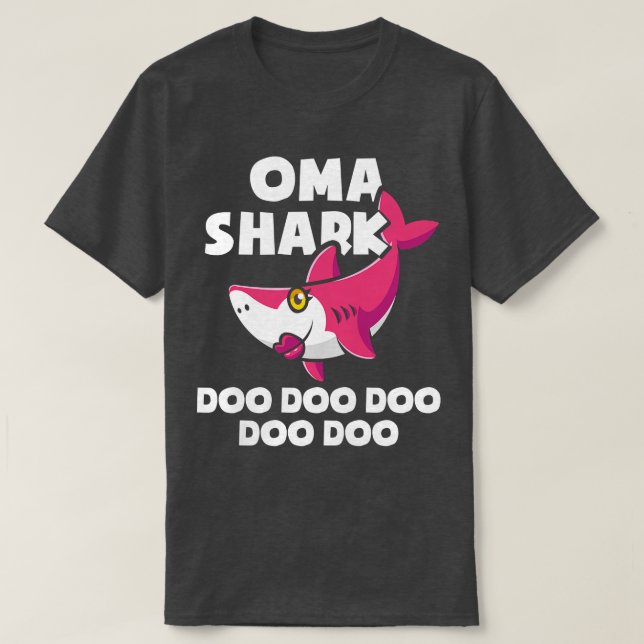 Camiseta Mulheres Oma Shark Birthday Garota Engraçada Mães  (Frente do Design)