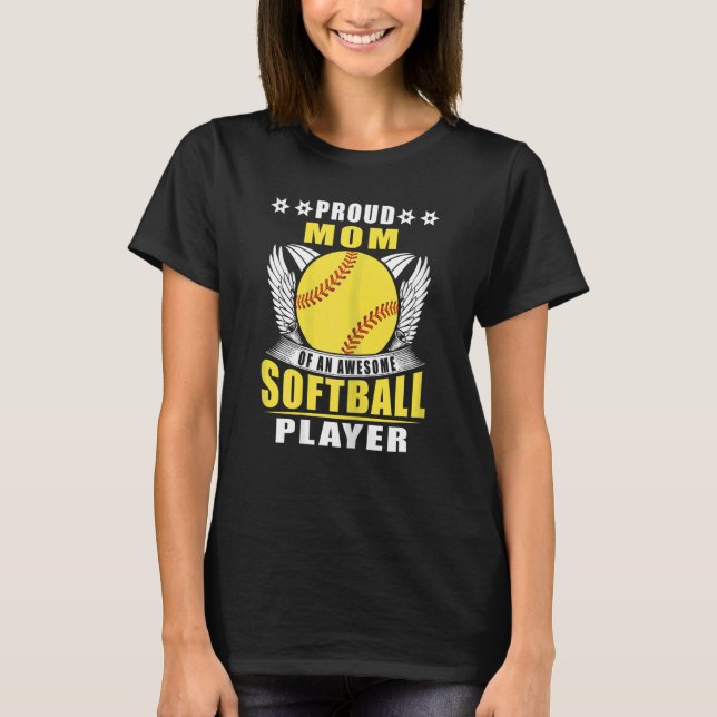 Camiseta Mulheres Orgulham Mãe De Um Jogador De Softball In (Frente)