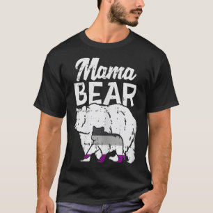 Camiseta Mulheres Orgulho Asexual Mamãe Ursa Bandeira LGBT