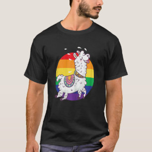 Camiseta Mulheres Orgulho Lésbica Cute Llama Lgbtq Mês Supo