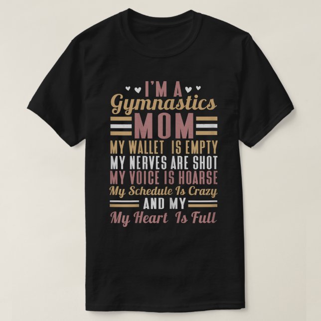 Camiseta Mulheres Orgulhosas Gymnast Apoiadoras Mamãe Ginás (Frente do Design)