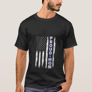 Camiseta Mulheres Orgulhosas Polícia Mãe Linha Azul Thin Am
