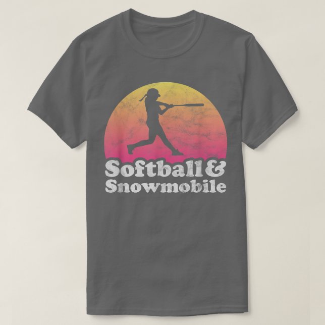 Camiseta Mulheres ou Meninas de Softball e Snowmobile (Frente do Design)