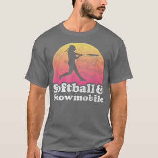 Camiseta Mulheres ou Meninas de Softball e Snowmobile