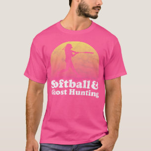 Camiseta Mulheres ou Meninas de Softbol e Caça a Fantasmas 