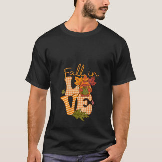 Camiseta Mulheres Outono em Gnome Amor Vibrações Feliz Outo