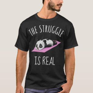 Camiseta Mulheres Panda Engraçadas Yoga Eercise A Luta é