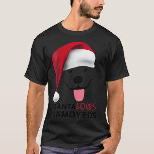 Camiseta Mulheres Papais noeis Adora Samoyeds Cachorro Cach