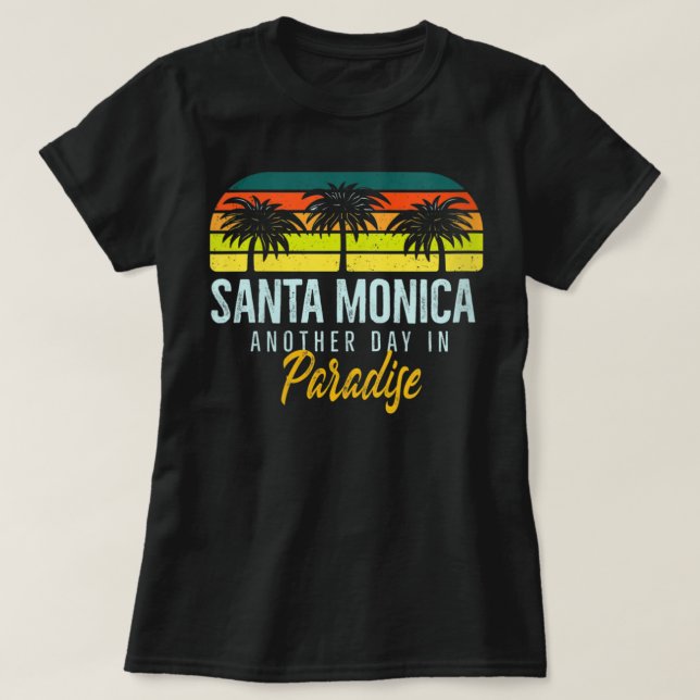 Camiseta Mulheres Papais noeis Califórnia Monica Retro Vint (Frente do Design)