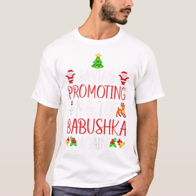 Camiseta Mulheres Papais noeis Me Promovem Babushka Ag (Frente)