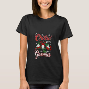 Camiseta Mulheres Papais noeis Natal Chillin Com Meus Gnomo